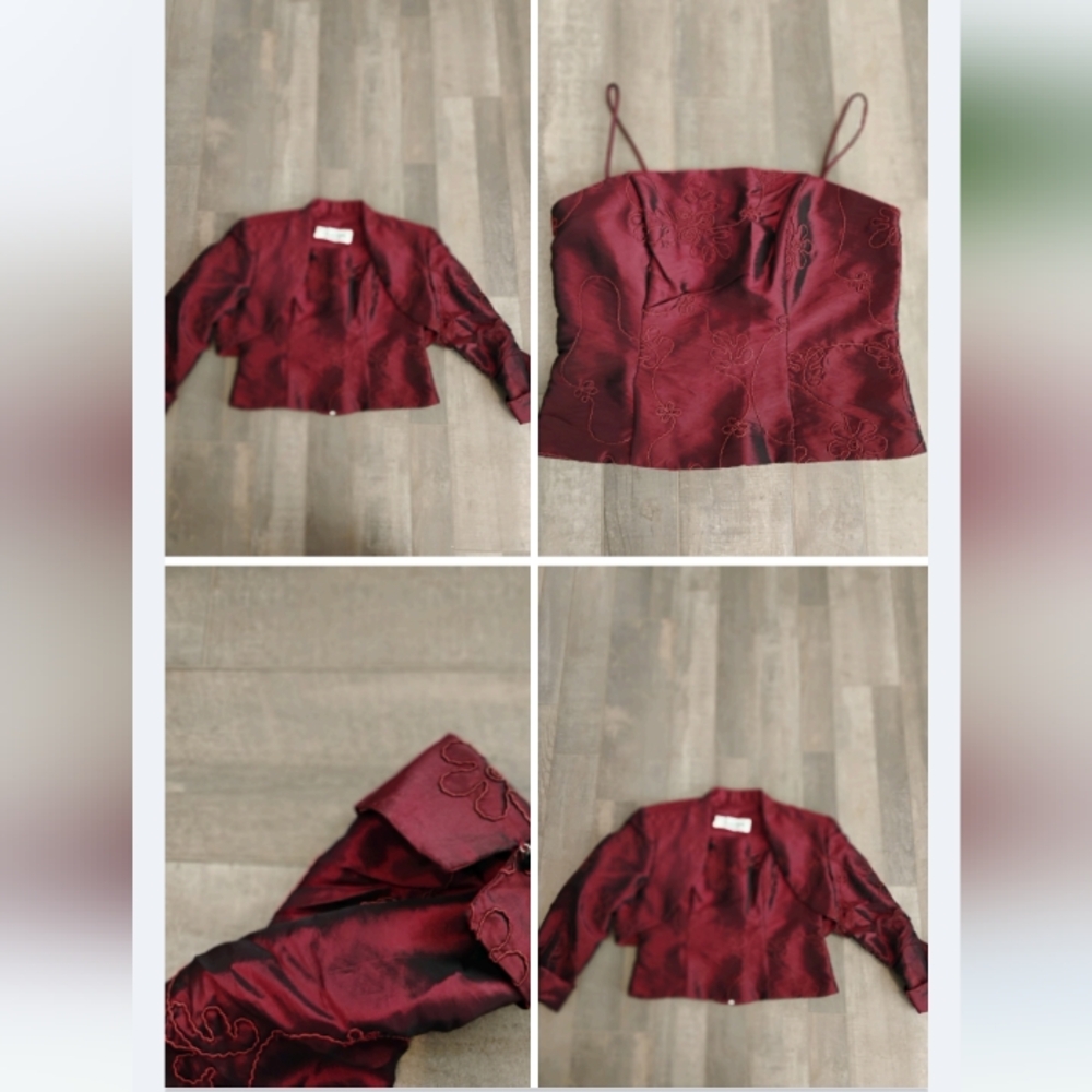 vintage fairycore goth embroidered CORSET & BOLERO JACKET top y2k set Sz S
